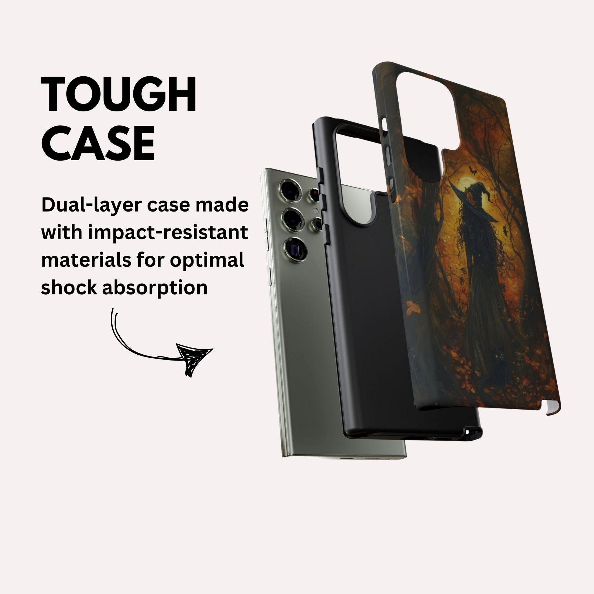 Gothic Witch And Cat Phone Case, Sugar Skull - Tough Case for Samsung Galaxy
