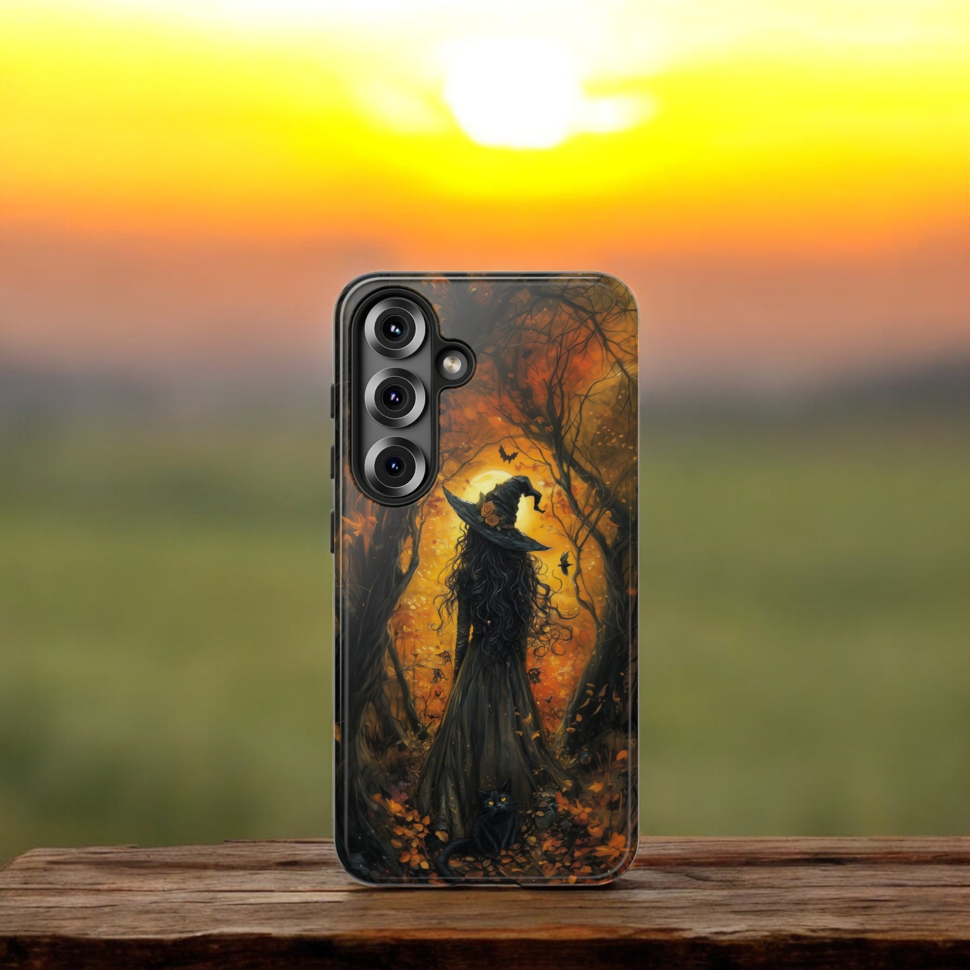 Gothic Witch And Cat Phone Case, Sugar Skull - Tough Case for Samsung Galaxy